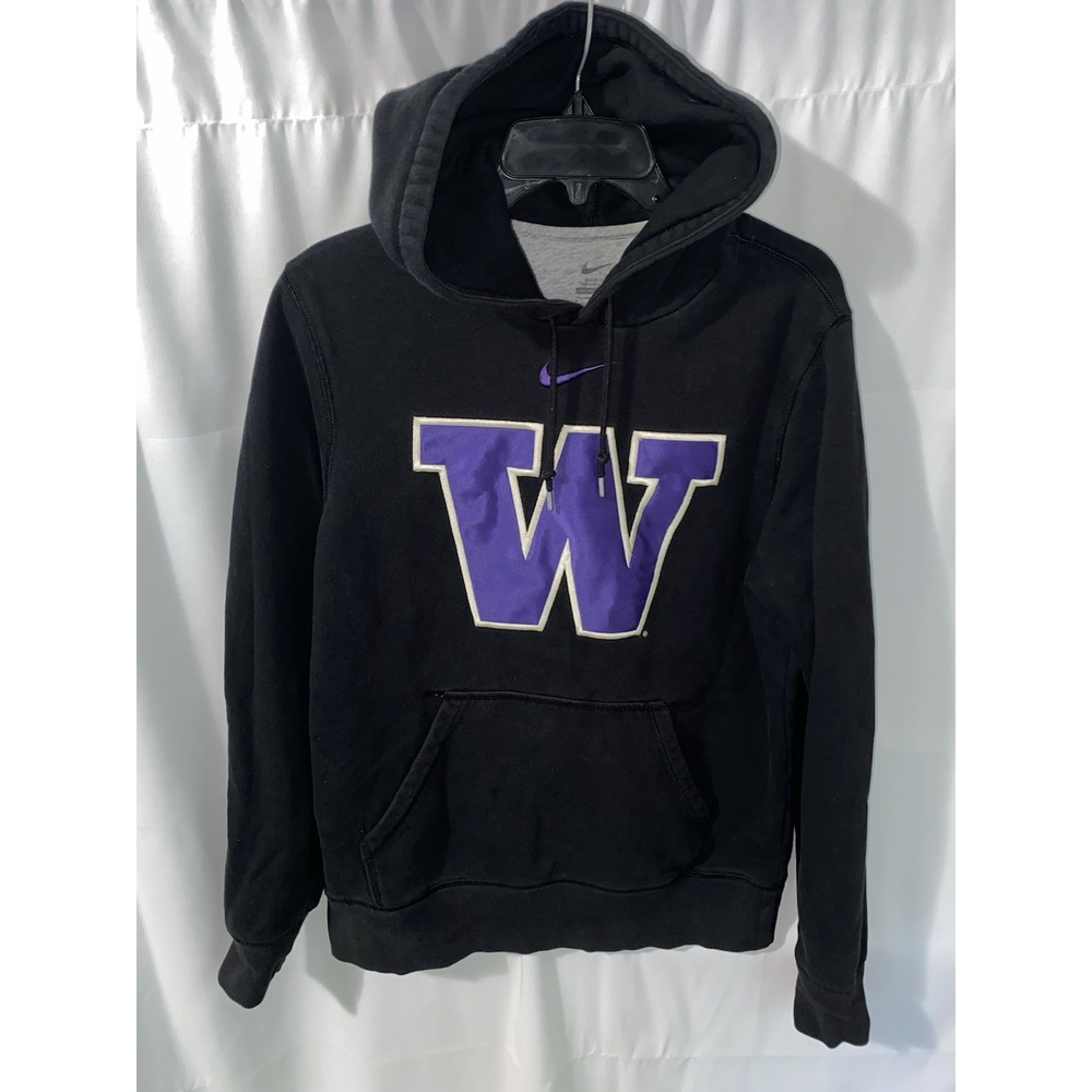 Nike University of Washington Huskies Center Swoosh Hoodie Medium Black